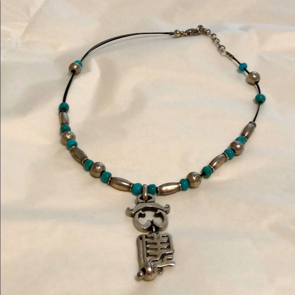 Chico’s Turquoise & metal adjustable necklace